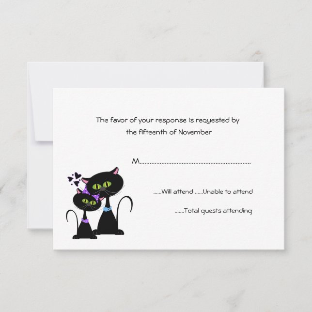 Mariage de chats Whimsical RSVP (Devant)