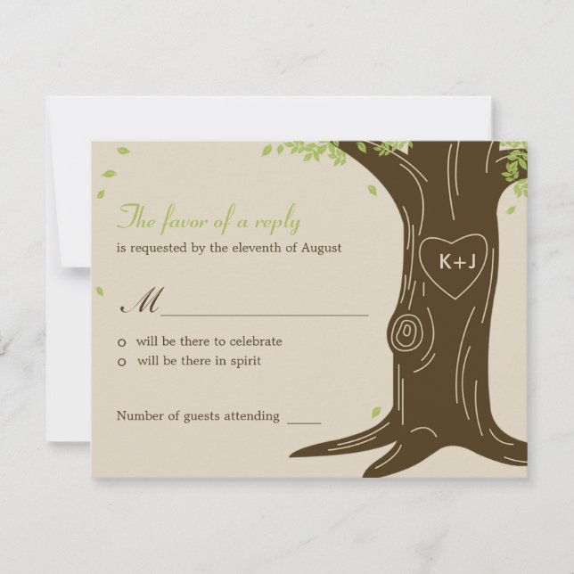 Mariage de chêne RSVP/Carte de réponse (Devant)