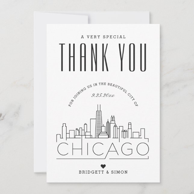 Mariage de Chicago, Illinois | MERCI + CARTE PHOTO (Devant)