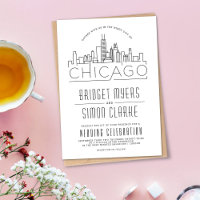 Mariage de Chicago | Invitation Skyline stylisée