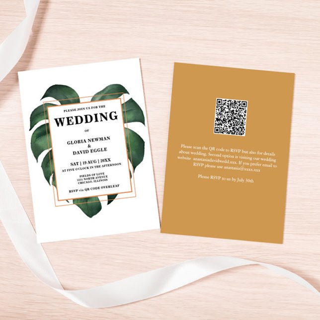Mariage de code QR de feuille de palme tropicale b (Créateur téléchargé)