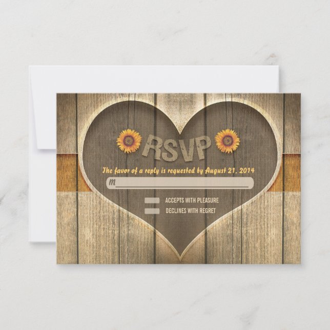 mariage de coeur de bois de pays rsvp design (Devant)