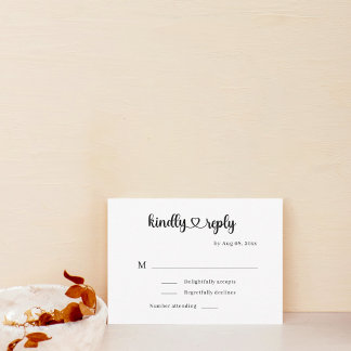 Mariage de coeur minimaliste moderne RSVP