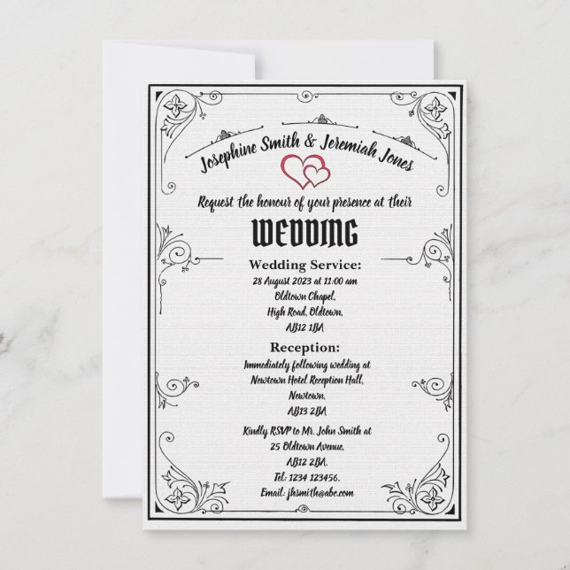 Mariage de coeur rouge texturé Invitation de carte (Devant)