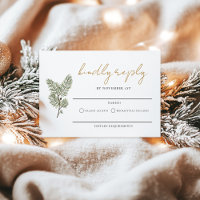 Mariage de cône de pin blanc vert et or blanc RSVP