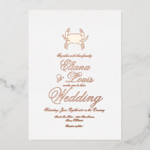 Mariage de crabe de plage Pressing Foil Invitation