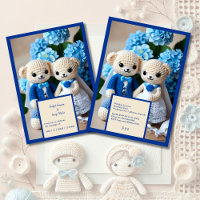 mariage de crochet bleu invitation