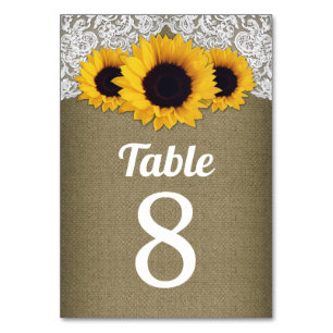 Mariage de dentelle de tournesol Burlap Cartes Num