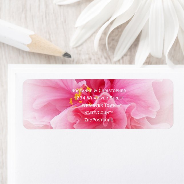 Mariage de design floral rose Adresse de retour (En situation)