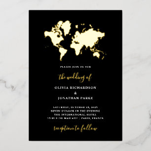Mariage de Destination   Carte du Monde Élégante N