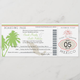 Mariage de destination de carte d'embarquement du