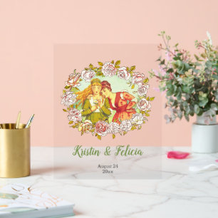 Mariage de deux mariées de l'Art vintage Nouveau L