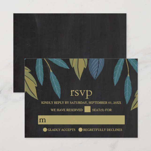 Mariage de feuille de tableau noir RSVP (Devant / Derrière)