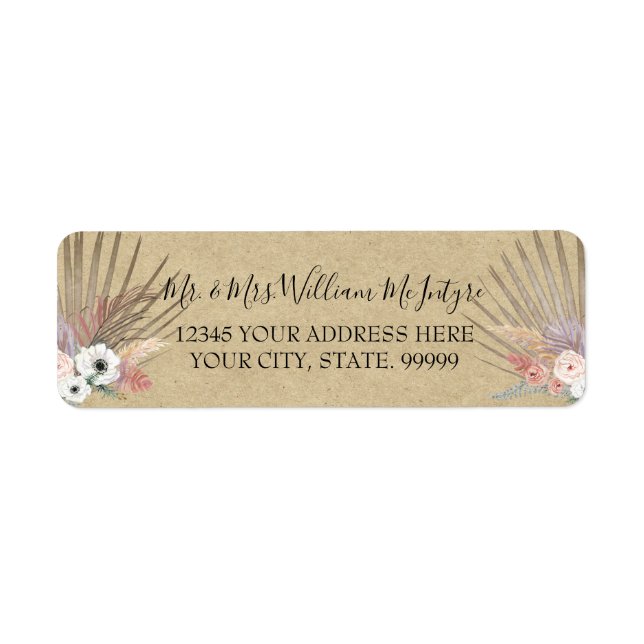 Mariage de feuille tropicale florale rustique élég (Devant)