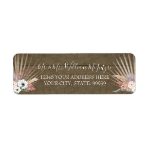 Mariage de feuille tropicale rose rose pâle en boi