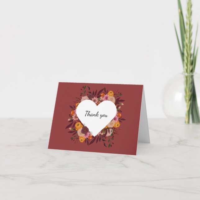 Mariage de fleurs d'automne Blank Merci Cartes (Devant)