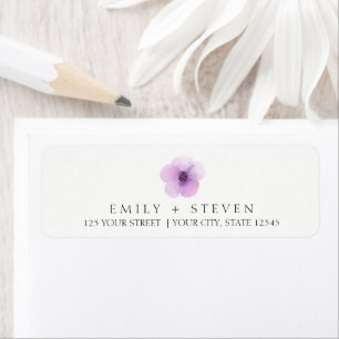 mariage de fleurs violet aquarelle étiquette