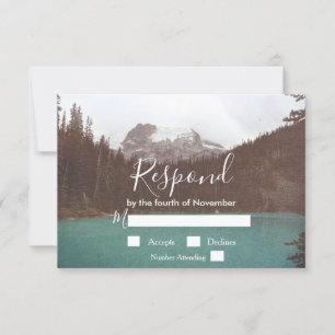 Mariage de forêt d'arbre de montagne rustique RSVP
