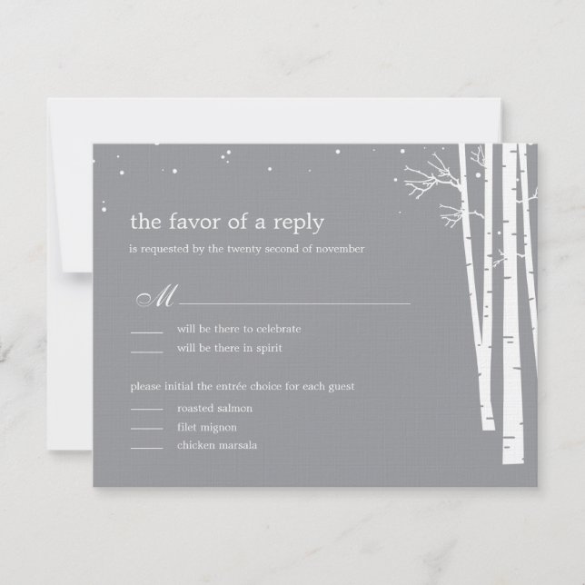 Mariage de forêt d'hiver RSVP/Carte de réponse (Devant)