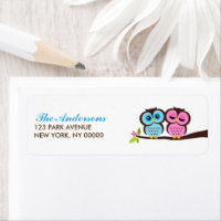 Mariage de hibou bleu et rose