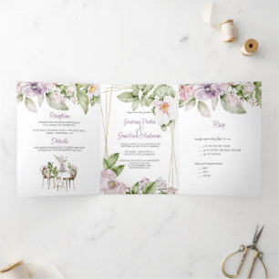 Mariage de jardin anglais & Menu Invitation Tri-Fo