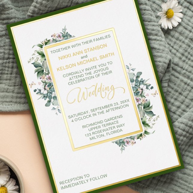 Mariage de jardin Elegant Foil Invitation (Créateur téléchargé)