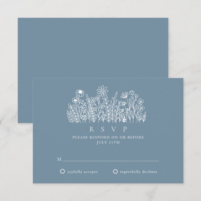 Mariage de jardin Fleur sauvage de Periwinkle RSVP (Devant / Derrière)