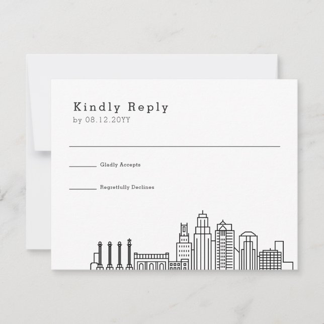Mariage de Kansas | Stylisé Skyline RSVP (Devant)