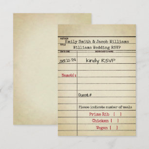 Mariage de la carte de bibliothèque rétro RSVP