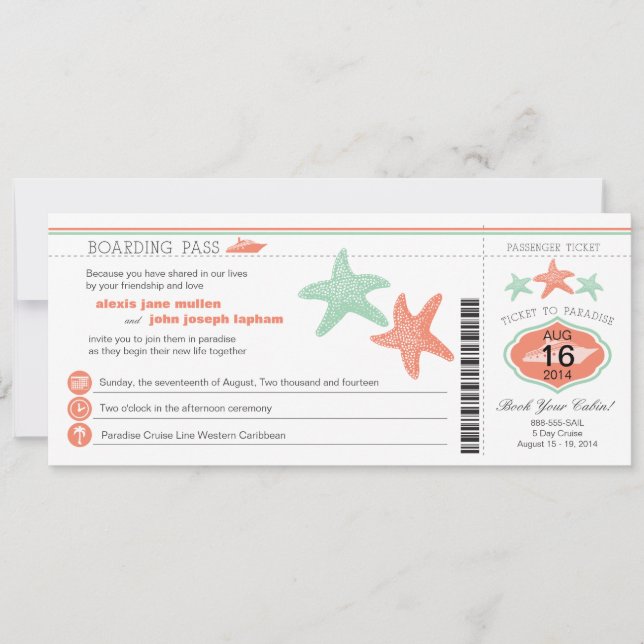 Mariage de la carte d'embarquement pour bateau de  (Devant)