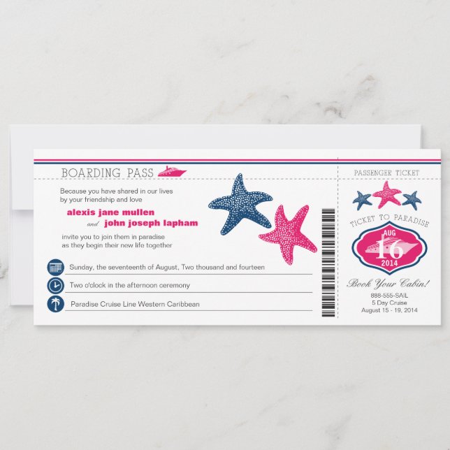 Mariage de la carte d'embarquement pour bateau de  (Devant)