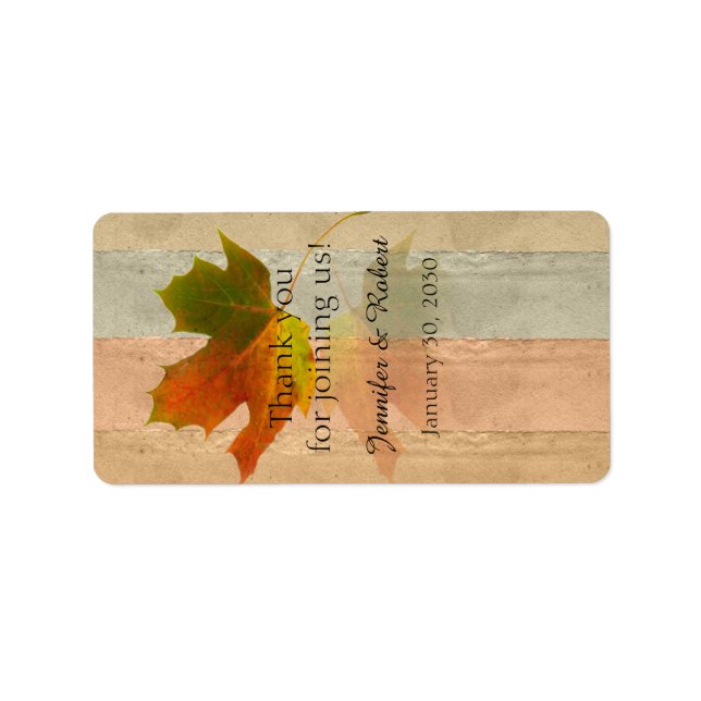 Mariage de la feuille d'érable automne Étiquette d (Devant)