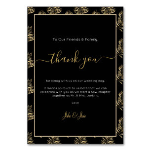 Mariage de la feuille d'or merci Table Card