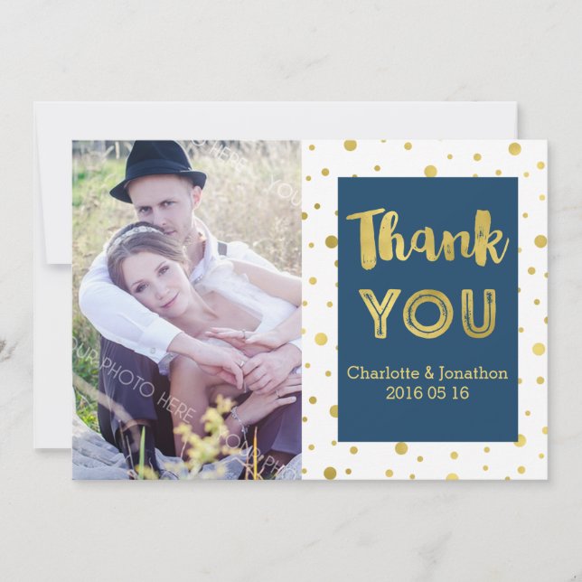 Mariage de la Marine Gold Confetti Cartes photos M (Devant)