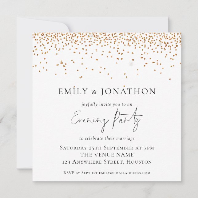 Mariage de la Parties scintillant d'or Invitation  (Devant)