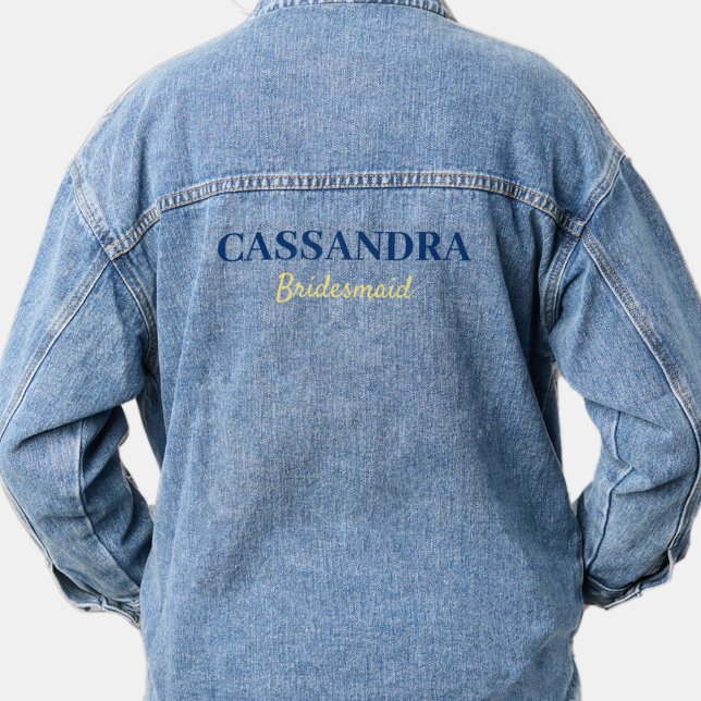 Mariage de la servante bleue et jaune (Blue & Yellow Bridesmaid Wedding Denim Jacket)