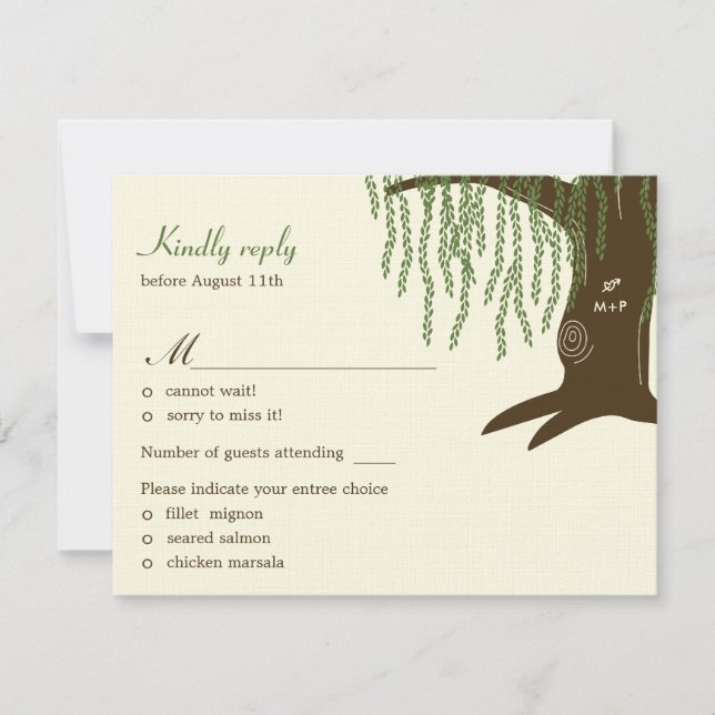 Mariage de l'arbre Willow RSVP / Carte de réponse (Devant)