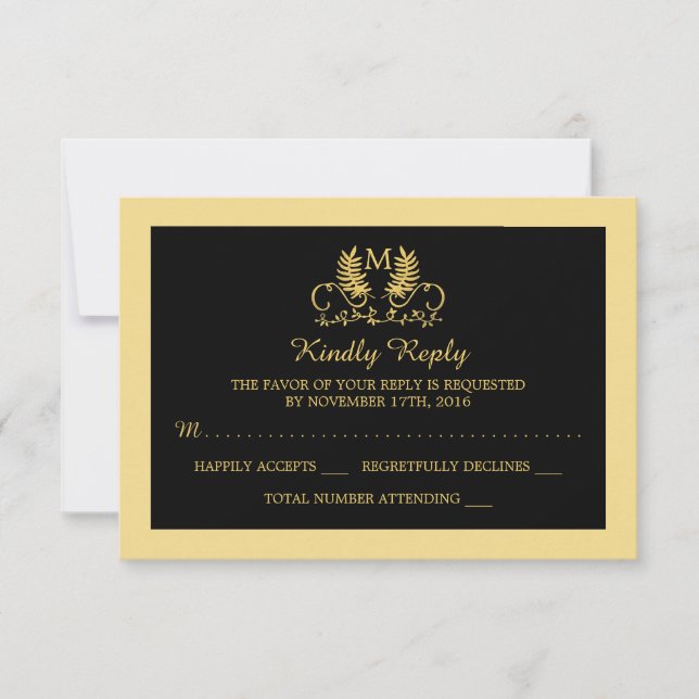 Mariage de l'Emblème Floral d'or RSVP (Devant)