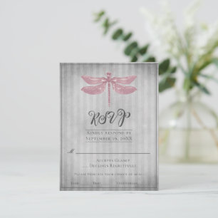 Mariage de libellules à bijoux roses RSVP