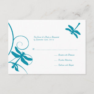 Mariage de libellules blanches et bleues RSVP