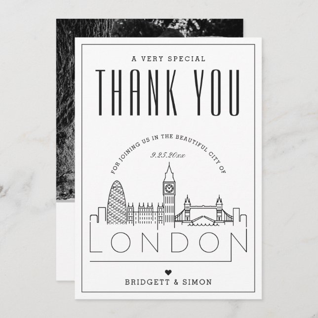 Mariage de Londres | MERCI + CARTE PHOTO (Devant / Derrière)