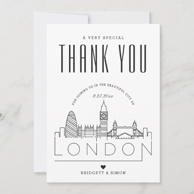 Mariage de Londres | MERCI + CARTE PHOTO (Devant)
