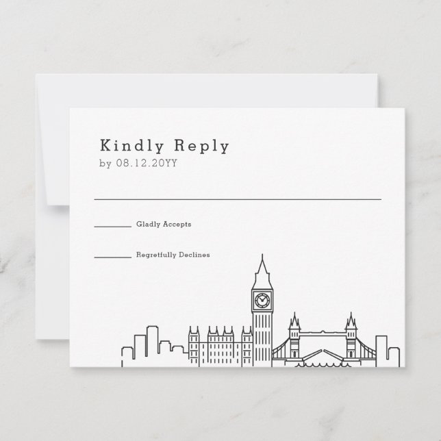 Mariage de Londres | Stylisé Skyline RSVP (Devant)