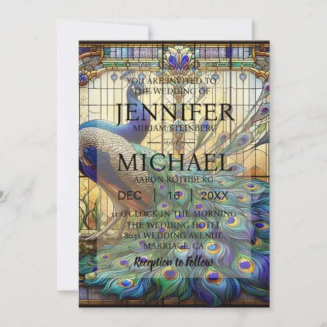 Mariage de luxe : Majestic Peacock Invitations (Devant)