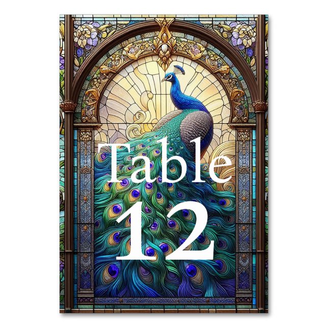 Mariage de Luxe : Numéros de Table Paon (Par défaut)
