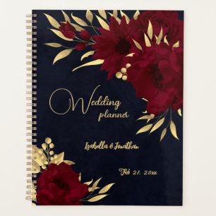 Mariage de marine chic bordeaux et or