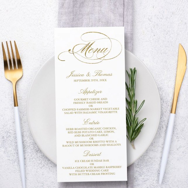 Mariage de menu Chic Faux Gold Foil Modèle (Créateur téléchargé)