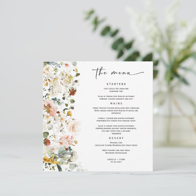 Mariage de menu Fleur sauvage Boho Modèle (Debout devant)