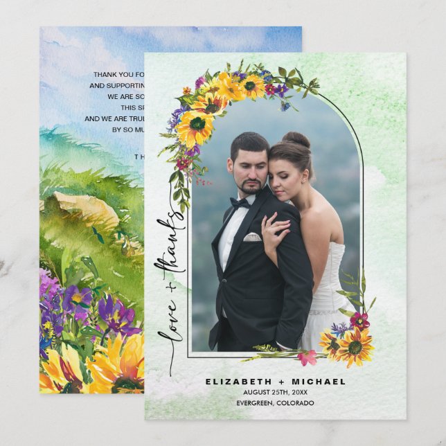 Mariage de Merci Carte photo sauvage (Devant / Derrière)