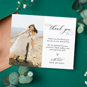 Mariage de Merci de calligraphie budgétaire Carte 
